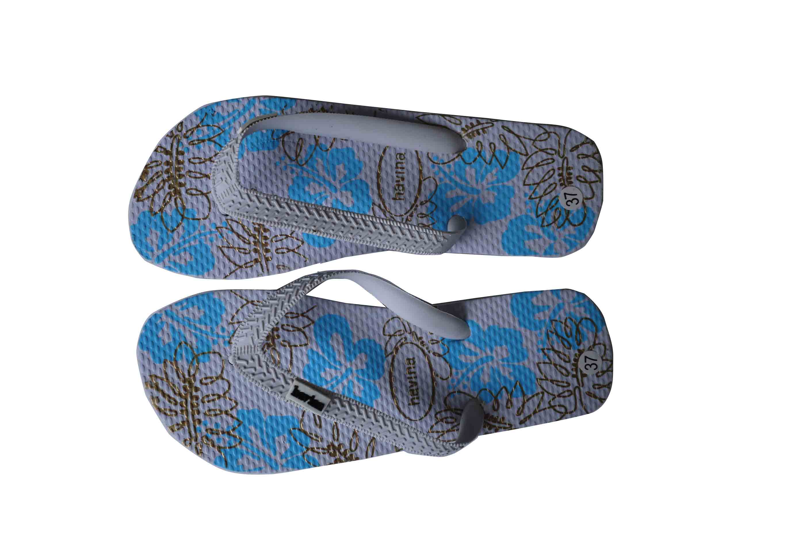 fashion emboss green flower lady flip flop